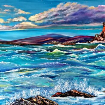 Pintura intitulada "120x80 Beach. Sea" por Svetlana Kunegina, Obras de arte originais, Óleo