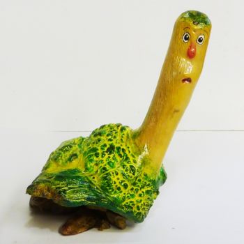 Sculpture titled "Turtle Max" by René Blanchet, Original Artwork, Wood