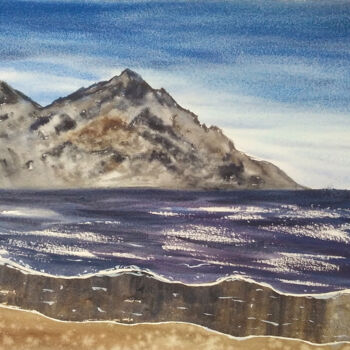 Ζωγραφική με τίτλο "Cold Norwegian Coast" από Maya Burchak, Αυθεντικά έργα τέχνης, Ακουαρέλα