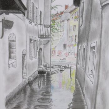Peinture intitulée "Vieil Annecy" par Nathalie Torrents, Œuvre d'art originale