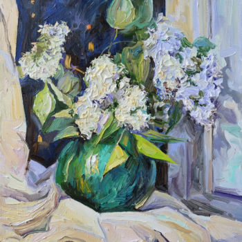 Painting titled "Ночная сирень" by Dmitry Veltishchev, Original Artwork, Oil