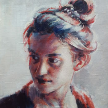 Painting titled "Female's head" by Robert Andersen, Original Artwork, Oil