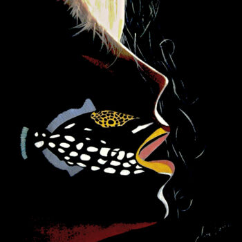 Ζωγραφική με τίτλο "A Beauty and Fish M…" από Clement Tsang, Αυθεντικά έργα τέχνης, Λάδι