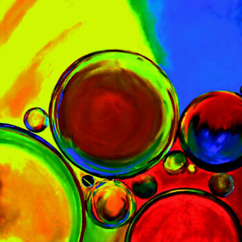 Painting titled "The Round Colorful…" by Clement Tsang, Original Artwork, Oil