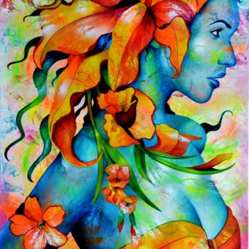 Peinture intitulée "over the rainbow..." par Jeannette Guichard-Bunel, Œuvre d'art originale, Huile Monté sur Châssis en bois
