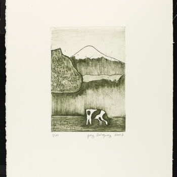 Printmaking titled ""Volcan Osorno"" by Paz Borquez-Chevallier , Original Artwork, Engraving