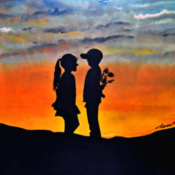 Painting titled "Young Loving Couples" by Clement Tsang, Original Artwork, Oil
