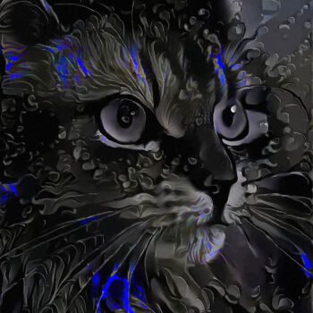 Digital Arts titled "Diego blue, cat - M…" by L.Roche, Original Artwork, Acrylic