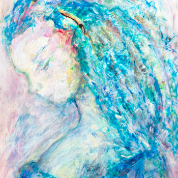 Schilderij getiteld "Princess Blue" door Caren Keyser, Origineel Kunstwerk, Acryl