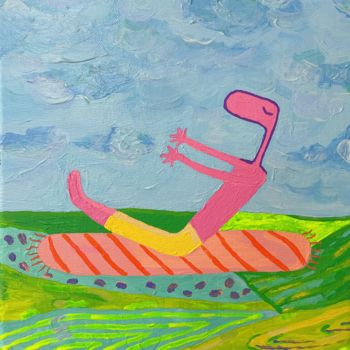 「Fliying Pinko」というタイトルの絵画 Nida Acunによって, オリジナルのアートワーク, アクリル