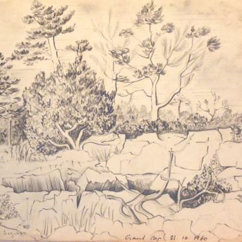 Drawing titled "Grand Cap" by Christiane Seguin, Original Artwork, Pencil