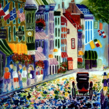 Peinture intitulée "Quebec Street Scene…" par Clement Tsang, Œuvre d'art originale, Acrylique