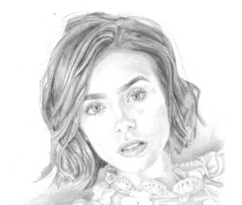 Dessin intitulée "Lily Collins" par José A. Bustamante, Œuvre d'art originale, Graphite