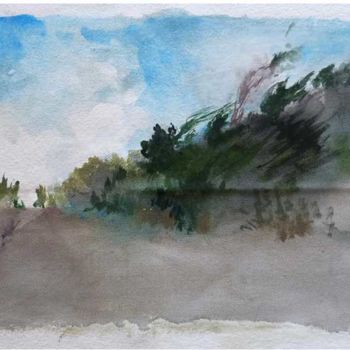 Ζωγραφική με τίτλο "Pointe des Poulains" από Catherine Demorand, Αυθεντικά έργα τέχνης, Ακρυλικό Τοποθετήθηκε στο Ξύλινο πάν…