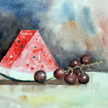 제목이 "Grapes and Watermel…"인 미술작품 Clement Tsang로, 원작, 수채화