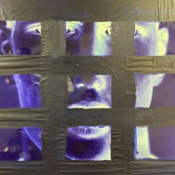 Collages intitolato "Augusta Tears Blue" da Jerome Cholet, Opera d'arte originale, Spray