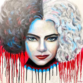 Schilderij getiteld "Cruella portrait pa…" door Evgeny Potapkin, Origineel Kunstwerk, Olie Gemonteerd op Frame voor houten b…