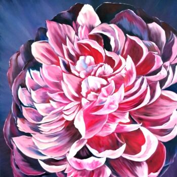 Pintura intitulada "peony flower" por Svetlana Kunegina, Obras de arte originais, Óleo