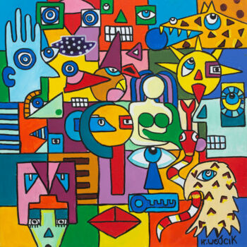 Painting titled "CROCOS" by Henri Wojcik, Original Artwork, Acrylic