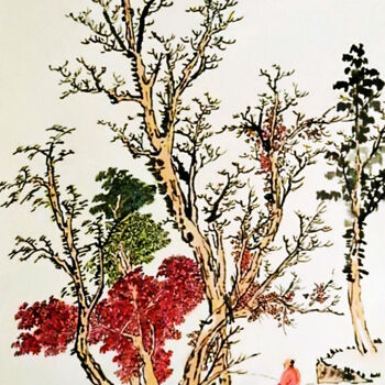 绘画 标题为“Landscape and a fis…” 由Clement Tsang, 原创艺术品, 水彩