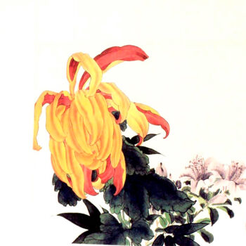 Malerei mit dem Titel "Colourful Flower" von Clement Tsang, Original-Kunstwerk, Aquarell