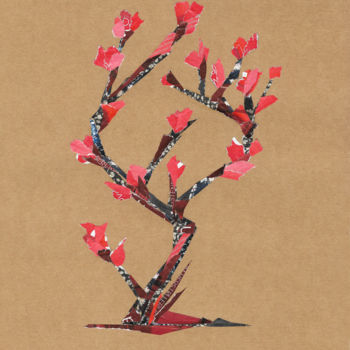 「Cherry tree」というタイトルのコラージュ Marina Geipelによって, オリジナルのアートワーク, コラージュ