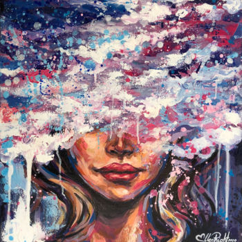 Pintura titulada "Head in the clouds…" por Elena Right, Obra de arte original, Acrílico Montado en Bastidor de camilla de ma…