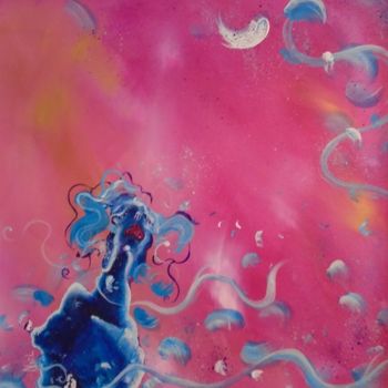 Painting titled "Femme sur fond rose" by Lorenz, Original Artwork, Acrylic