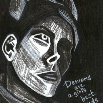 Zeichnungen mit dem Titel "Demons are a girl's…" von Polina Loban, Original-Kunstwerk, Graphit