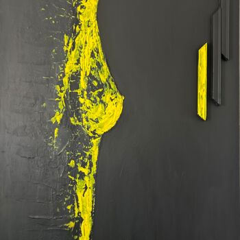 Peinture intitulée "La Timide" par David Josset, Œuvre d'art originale, Plâtre