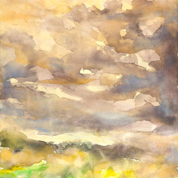 Schilderij getiteld "the end of a peacef…" door Babett Landsberger, Origineel Kunstwerk, Aquarel