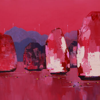 Painting titled "Afternoon Sea" by Khanh The Bui, Original Artwork, Acrylic