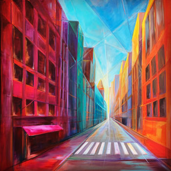 Painting titled "ALONE IN THE CITY" by Marie-Pierre Philippe-Lohézic (MPPL-ART), Original Artwork, Acrylic
