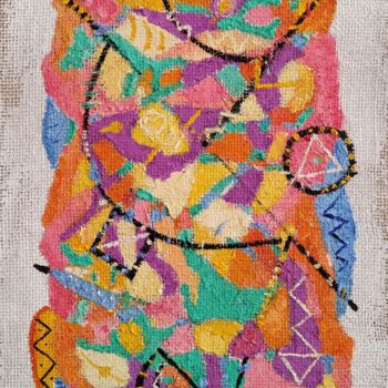 Painting titled "Caos 3" by Janna Shulrufer, Original Artwork, Oil Mounted on Cardboard