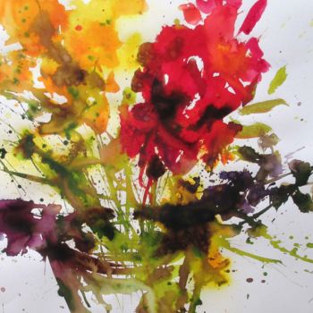 Malarstwo zatytułowany „a 46 -Herbstblumen” autorstwa Heike Renz, Oryginalna praca, Akwarela