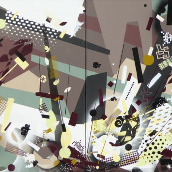 Painting titled "S.N.A.F.U. 4" by Thierry Corpet (Raymond X), Original Artwork, Spray paint Mounted on Wood Stretcher frame