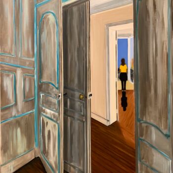 Pintura intitulada "Interieur Jour" por Marie France Garrigues, Obras de arte originais, Óleo Montado em Armação em madeira