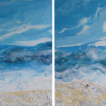 绘画 标题为““FOAMY SEA” diptych…” 由Palirina, 原创艺术品, 丙烯 安装在木质担架架上
