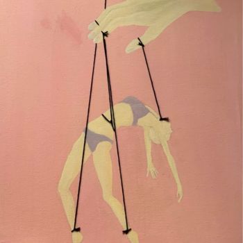 「Contrôle」というタイトルの絵画 Ilana Igueblaleneによって, オリジナルのアートワーク, アクリル ウッドストレッチャーフレームにマウント