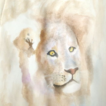图画 标题为“The Lion” 由Bianchini Jr, 原创艺术品, 水彩