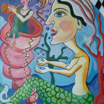Peinture intitulée "La Sirène" par Aurélie Sarrazin, Œuvre d'art originale, Acrylique