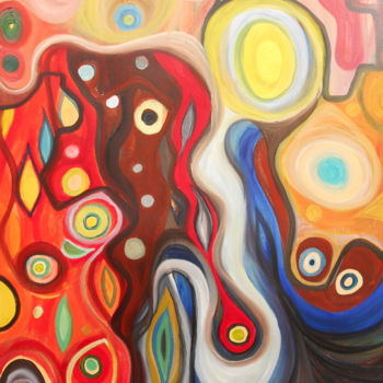 Peinture intitulée "La Poussée organique" par Aurélie Sarrazin, Œuvre d'art originale, Huile