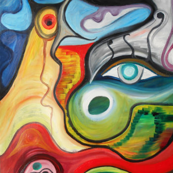 Peinture intitulée "L'Oeil du Monde" par Aurélie Sarrazin, Œuvre d'art originale, Huile
