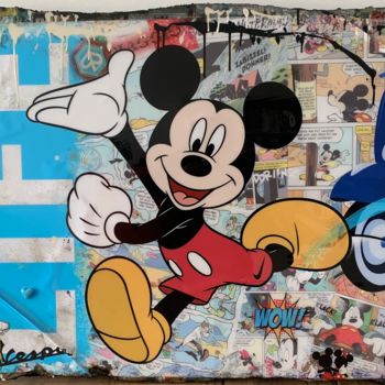 Collages titled "Vespa Life Mickey M…" by Kellnington, Original Artwork, Collagraphy