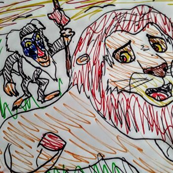 Rysunek zatytułowany „Le Roi Lion - Simba…” autorstwa Iheb Gharbi, Oryginalna praca, Marker