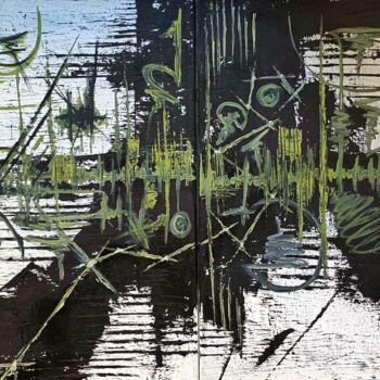 Painting titled "Hydra" by Marika Shults, Original Artwork, Oil Mounted on Wood Stretcher frame