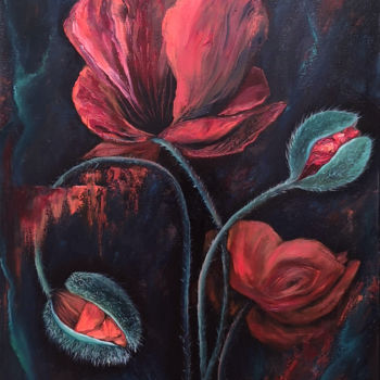 Pintura titulada "Impromptu poppy" por Natalie Demina, Obra de arte original, Oleo Montado en Bastidor de camilla de madera