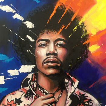 Painting titled "Jimi Hendrix" by Martine Perugini, Original Artwork, Oil