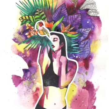 绘画 标题为“EXOTIC YOU - tropic…” 由Valeria Amirkhanyan, 原创艺术品, 水彩