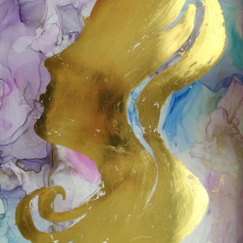 Painting titled "Girl Silhouette" by Mariam Mary Ellen, Original Artwork, Ink